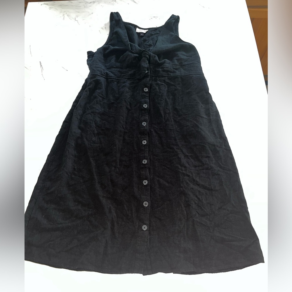 Universal thread black linen rayon tie at bust cutout solid xxl